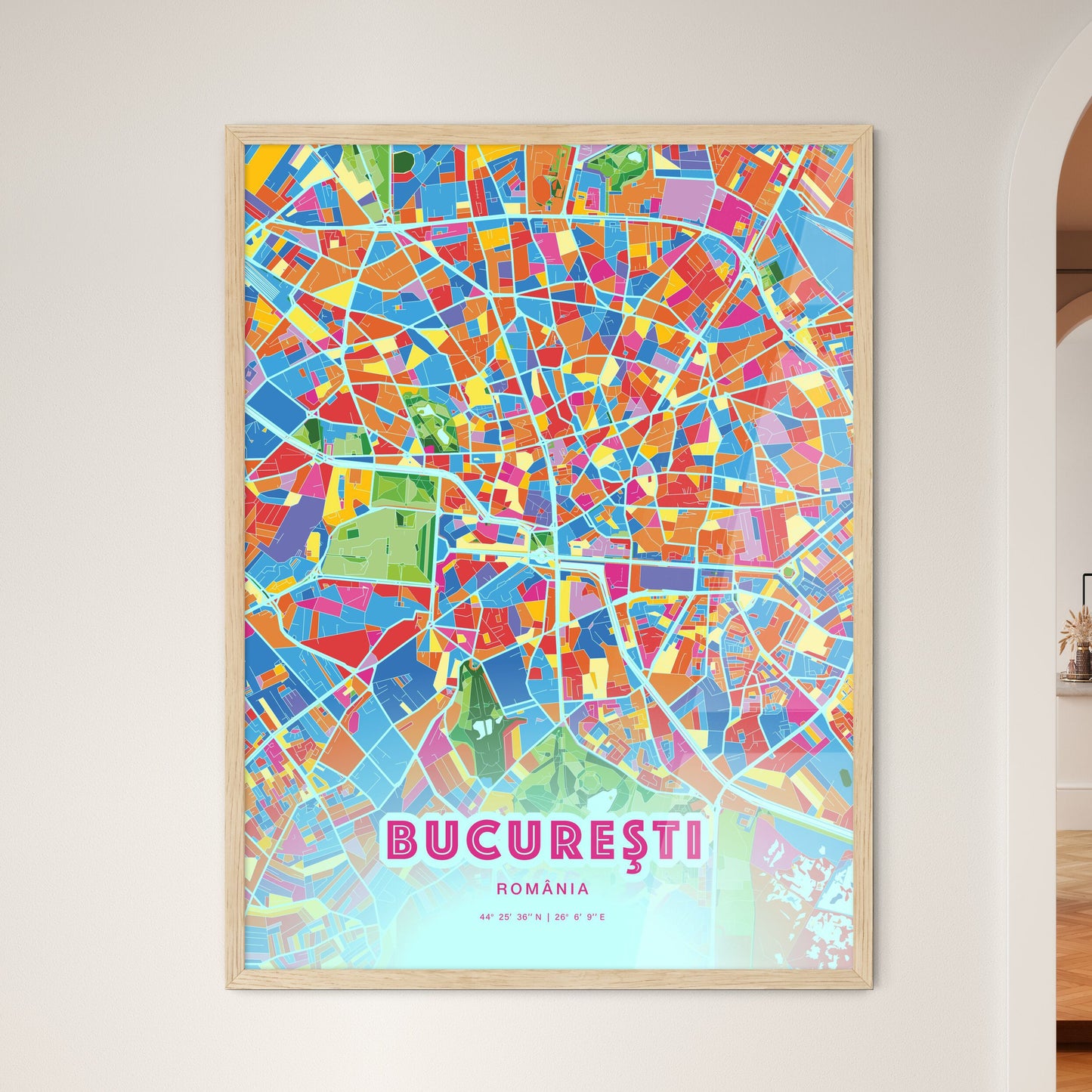 Colorful Bucharest Romania Fine Art Map Crazy Colors