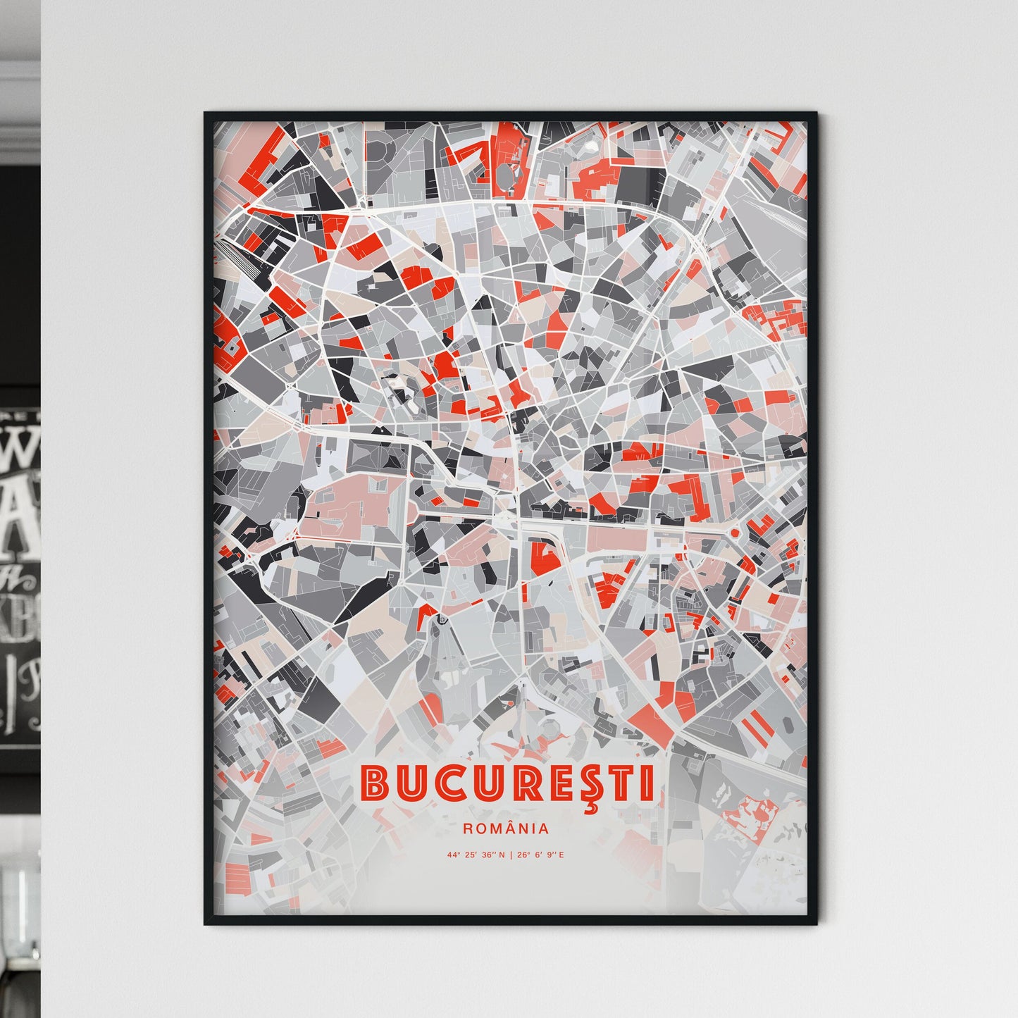 Colorful Bucharest Romania Fine Art Map Modern Expressive