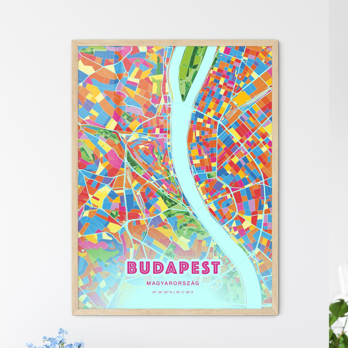 Colorful Budapest Hungary Fine Art Map Crazy Colors