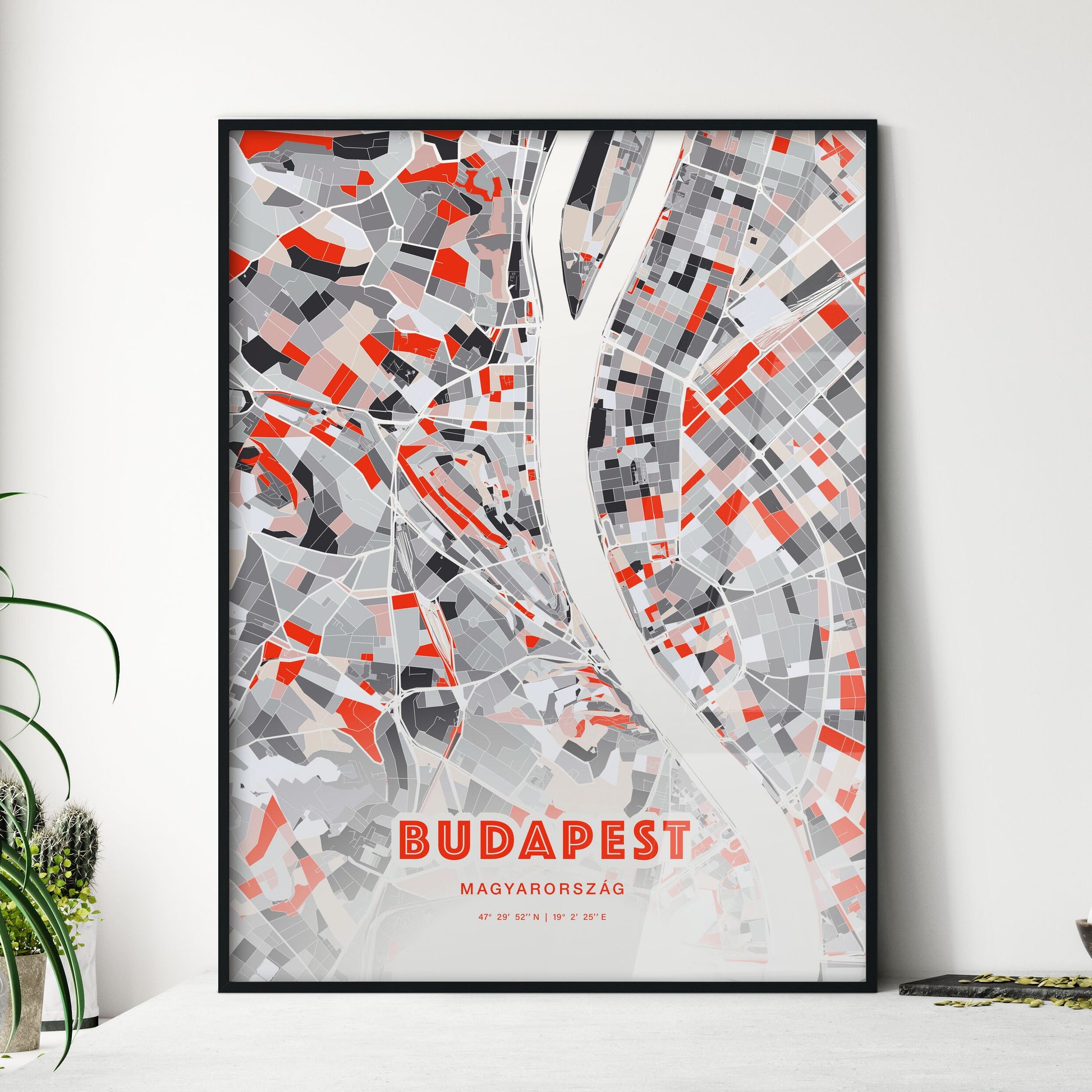 Colorful Budapest Hungary Fine Art Map Modern Expressive