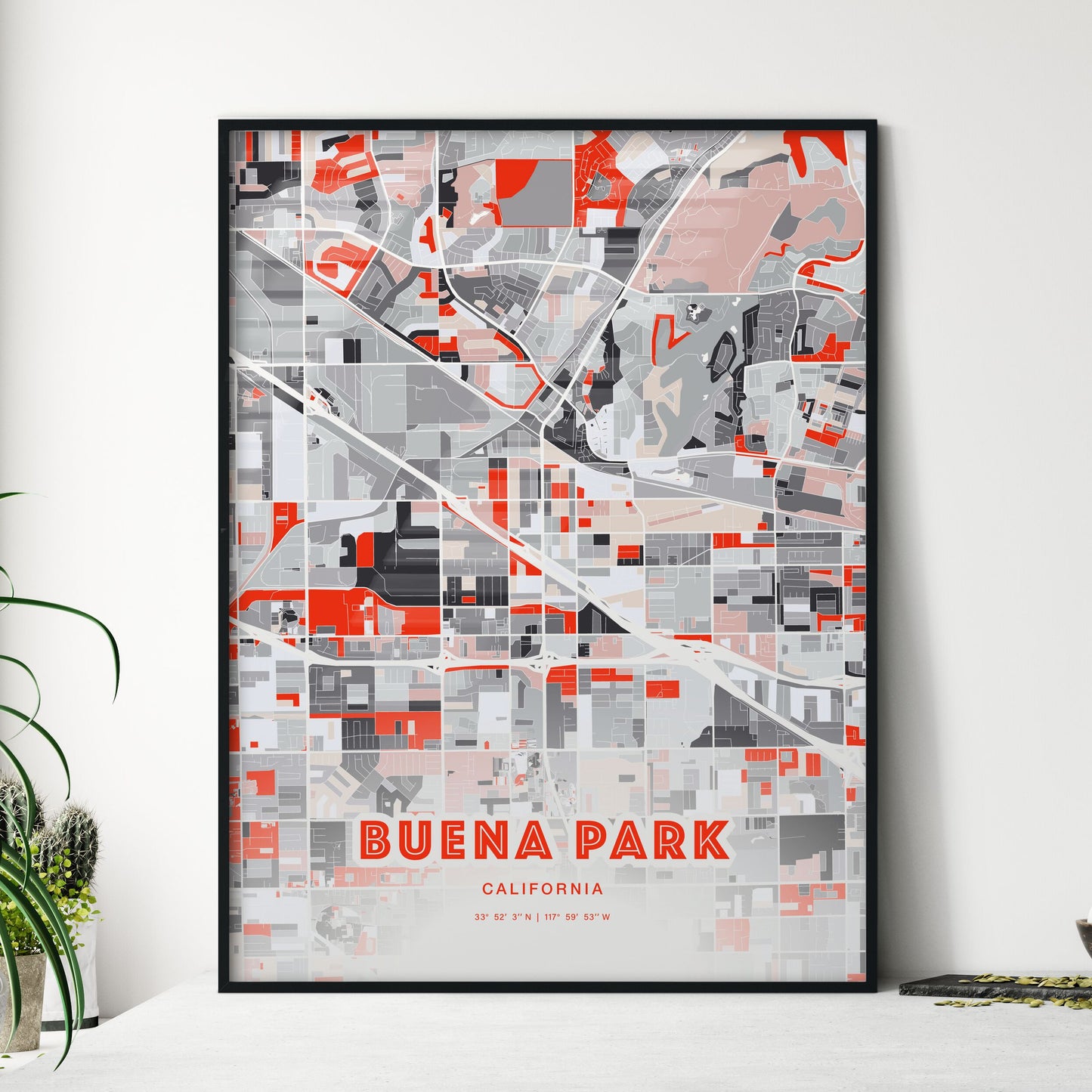 Colorful Buena Park California Fine Art Map Modern Expressive