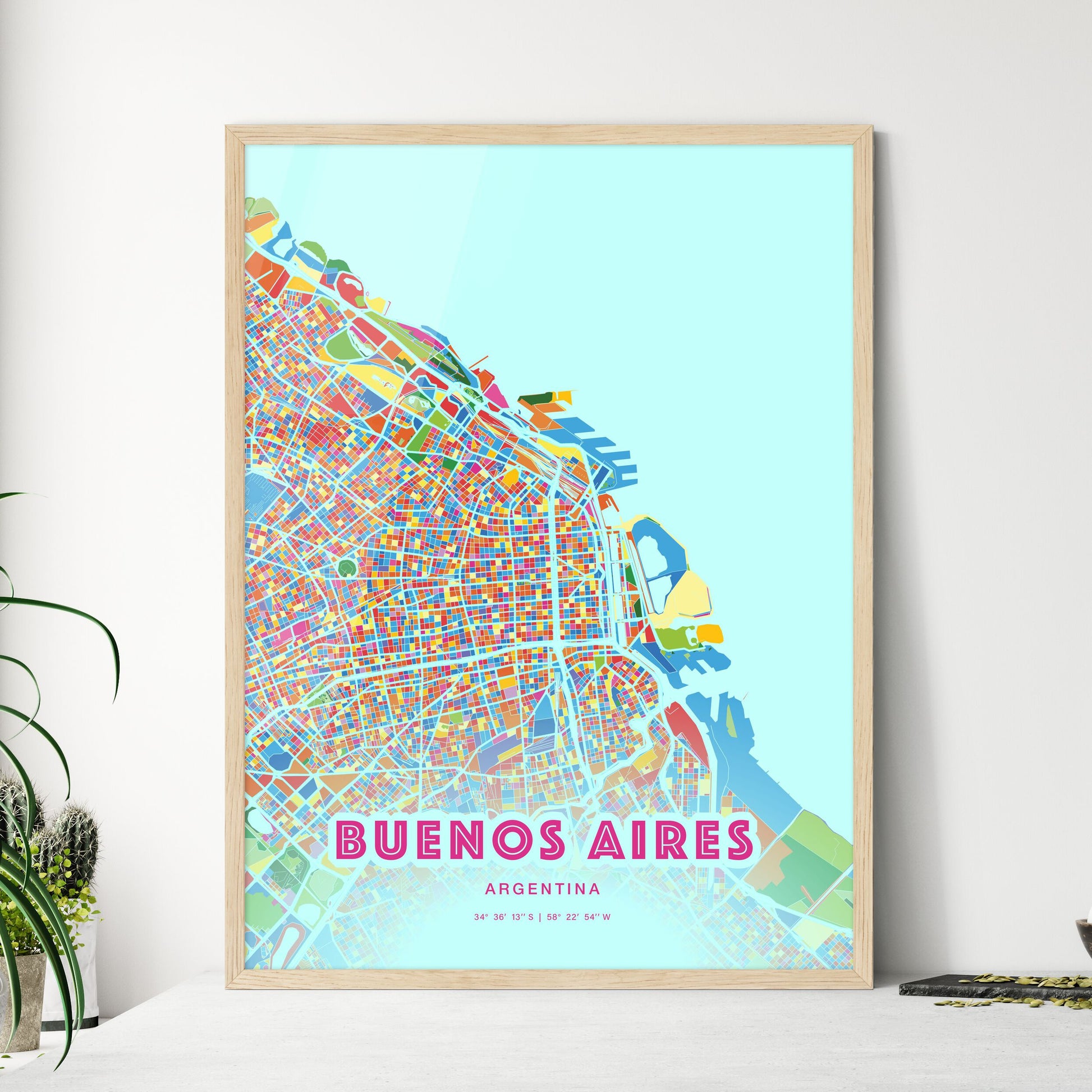 Colorful Buenos Aires Argentina Fine Art Map Crazy Colors