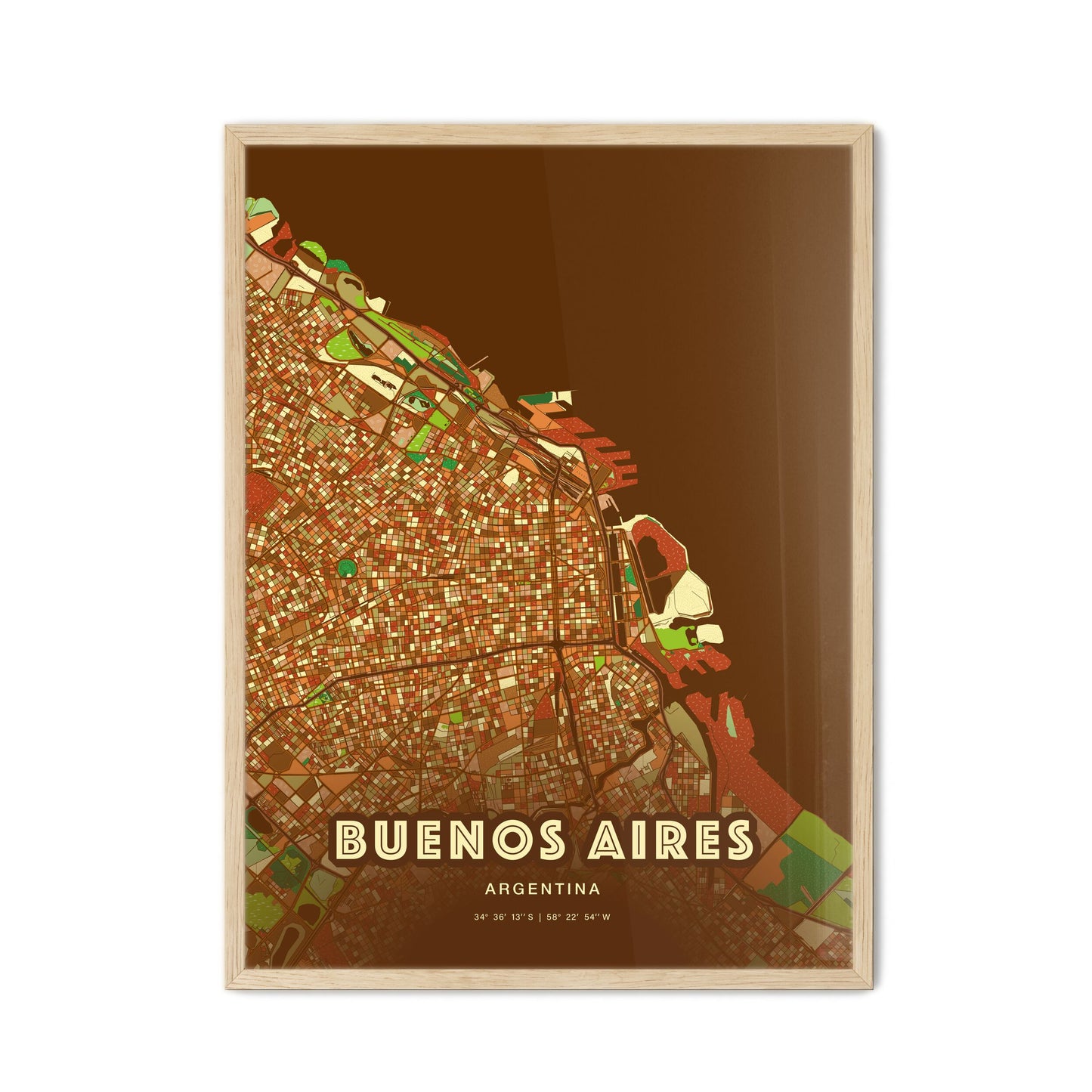 Colorful Buenos Aires Argentina Fine Art Map Farmhouse