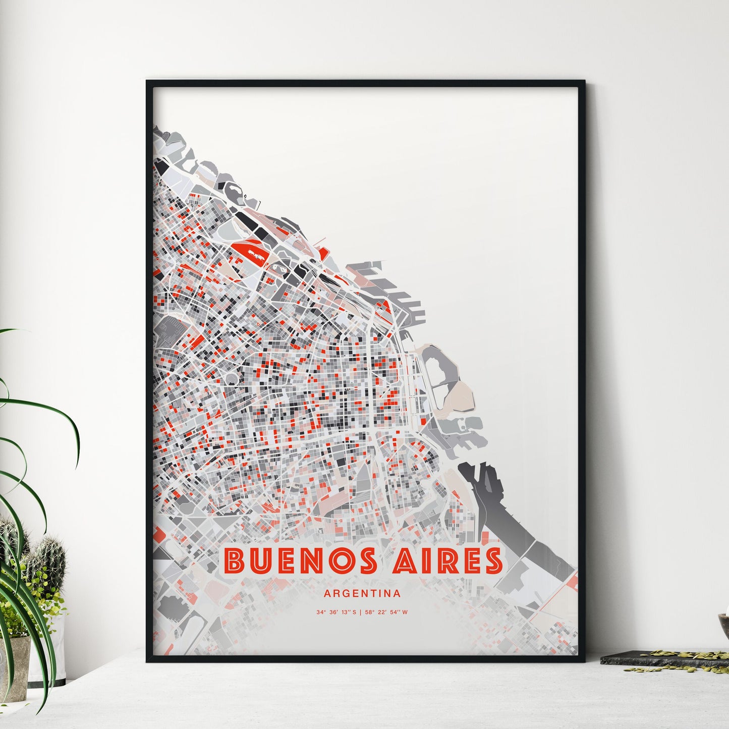 Colorful Buenos Aires Argentina Fine Art Map Modern Expressive