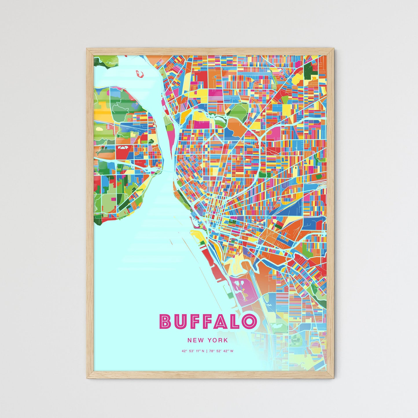 Colorful Buffalo New York Fine Art Map Crazy Colors