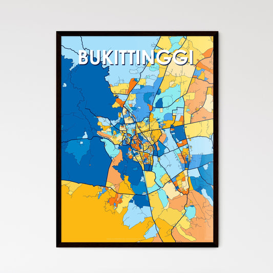 BUKITTINGGI INDONESIA Vibrant Colorful Art Map Poster Blue Orange