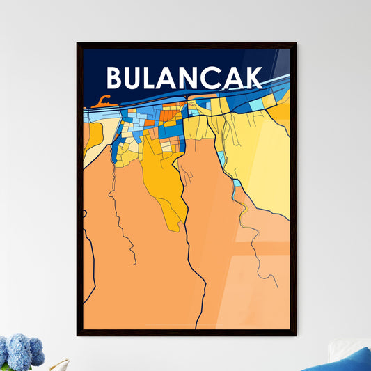 BULANCAK TURKEY Vibrant Colorful Art Map Poster Blue Orange