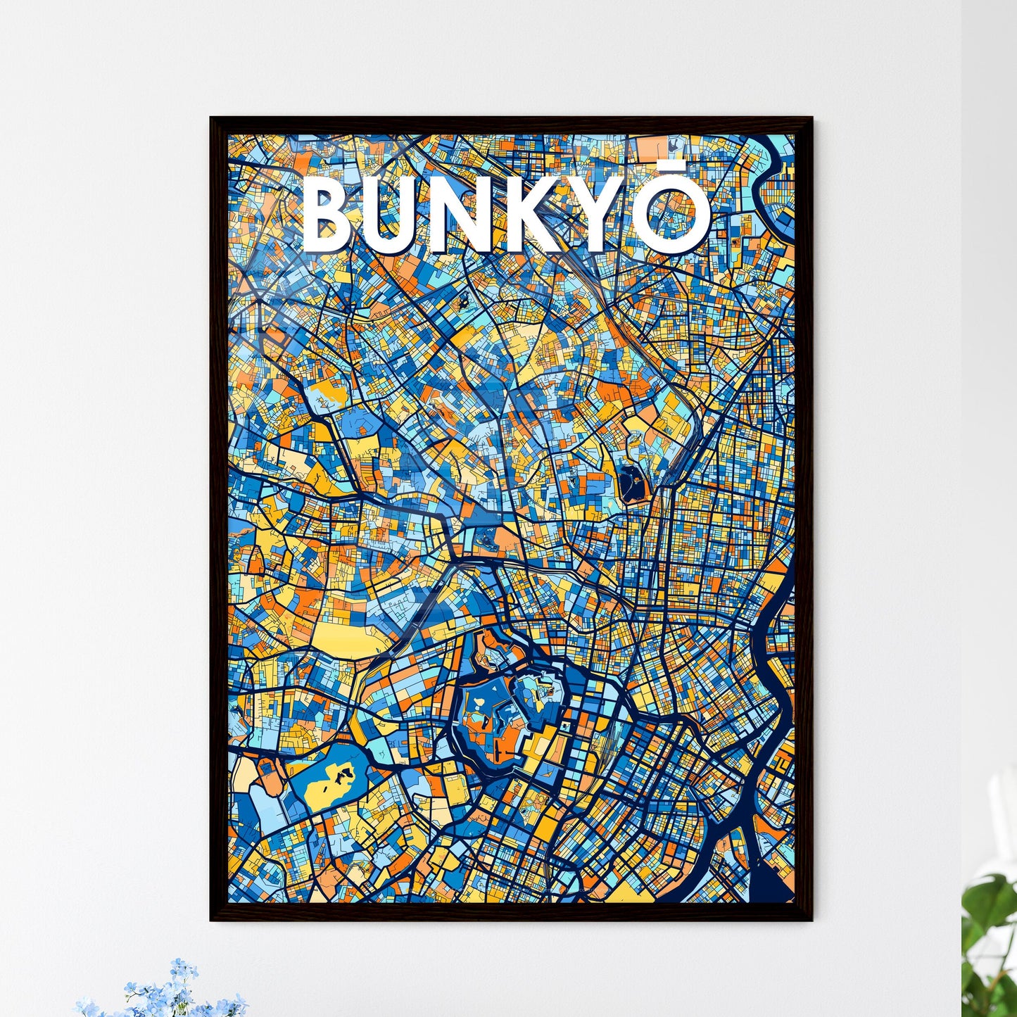 BUNKYŌ JAPAN Vibrant Colorful Art Map Poster Blue Orange