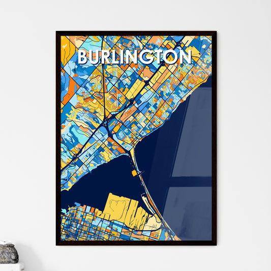 BURLINGTON CANADA Vibrant Colorful Art Map Poster Blue Orange