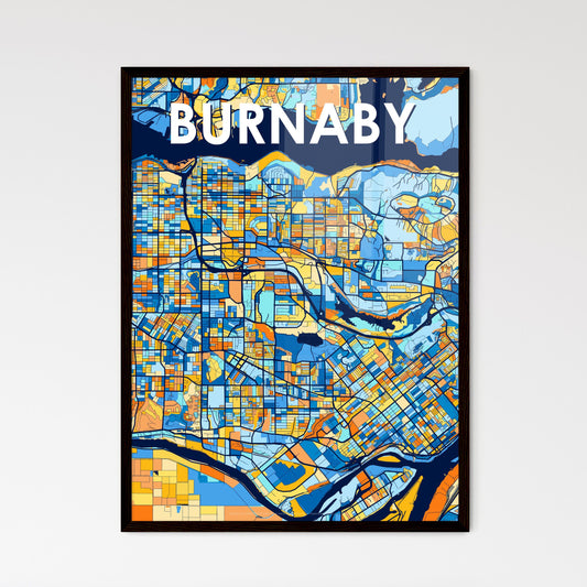 BURNABY CANADA Vibrant Colorful Art Map Poster Blue Orange