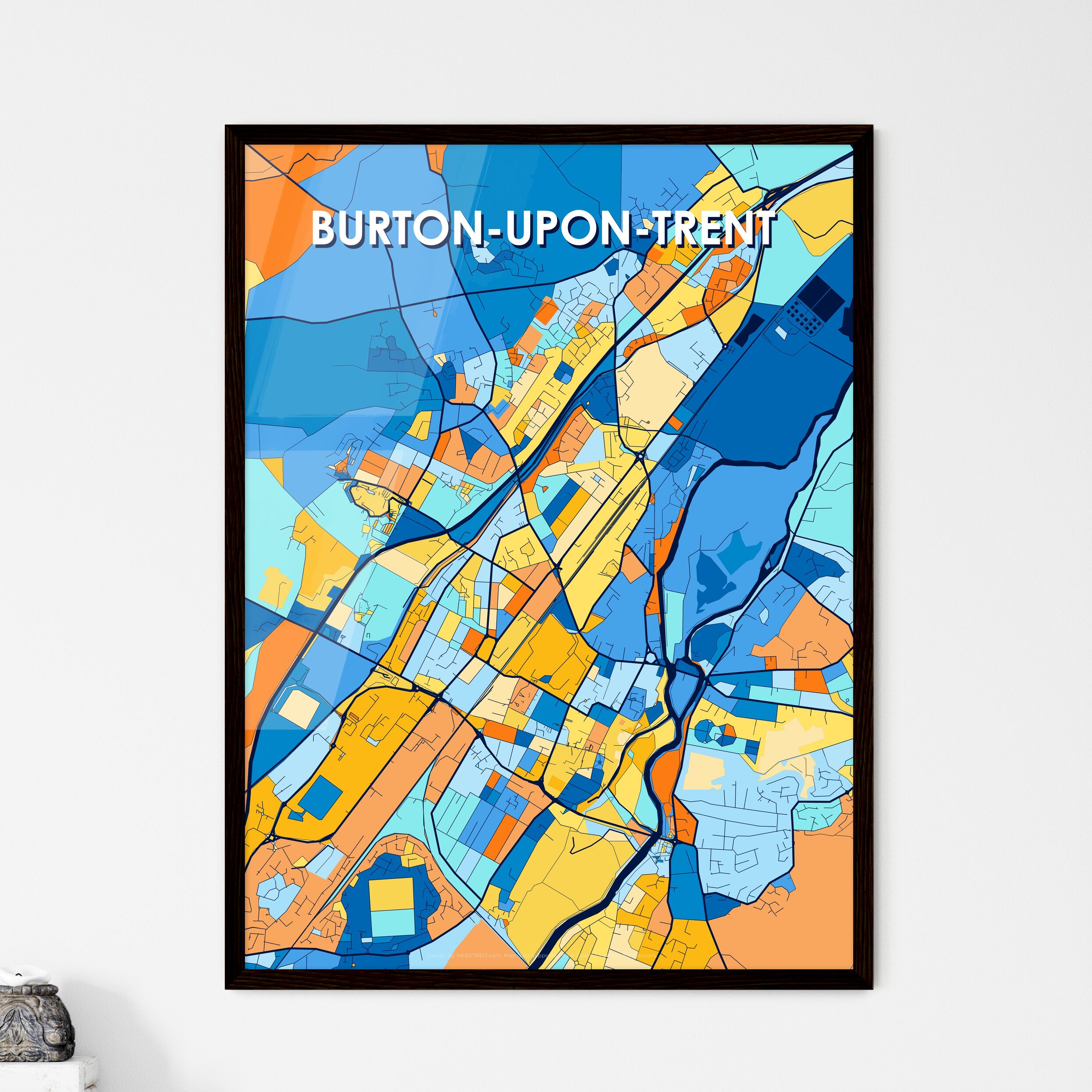 BURTON UPON TRENT ENGLAND Vibrant Colorful Art Map Poster