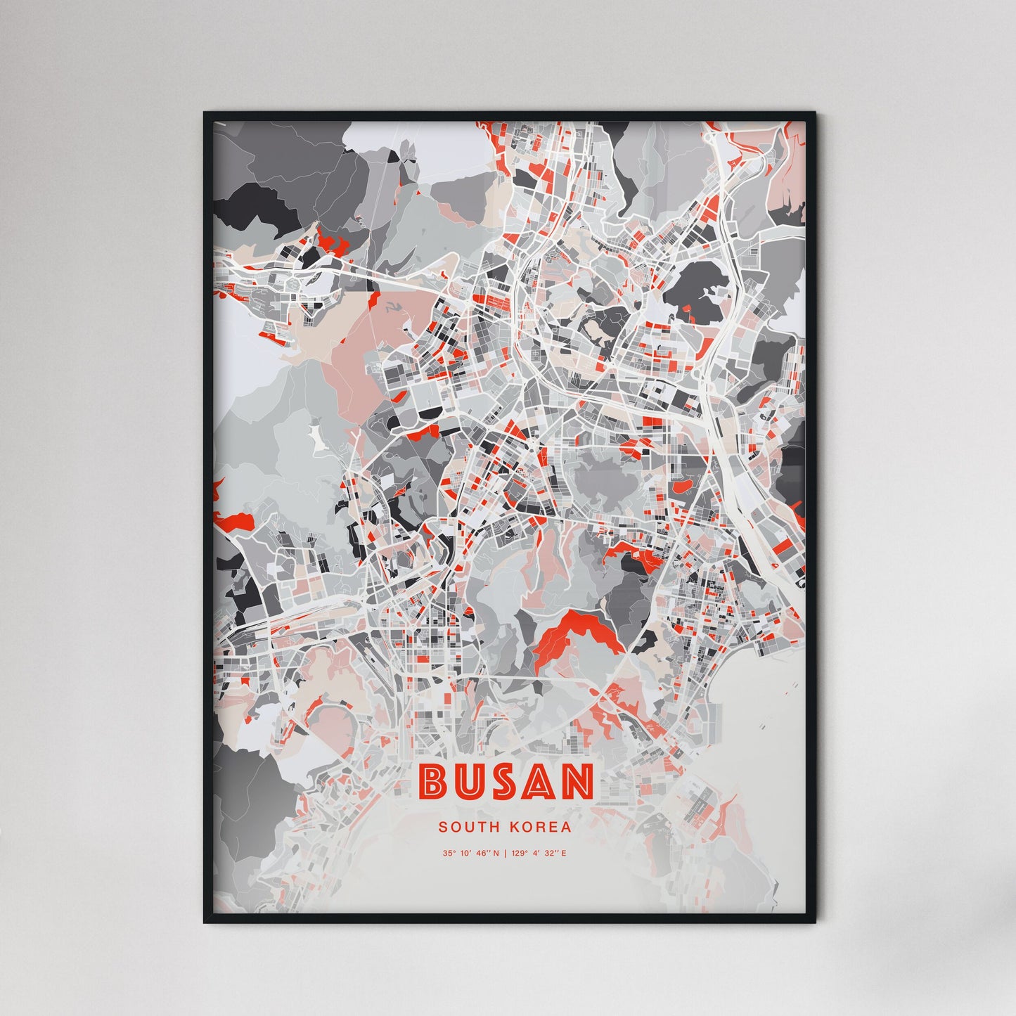 Colorful Busan South Korea Fine Art Map Modern Expressive
