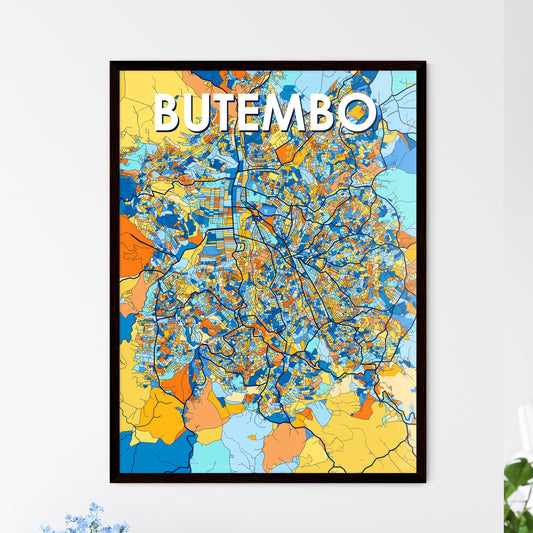 BUTEMBO DR CONGO Vibrant Colorful Art Map Poster Blue Orange