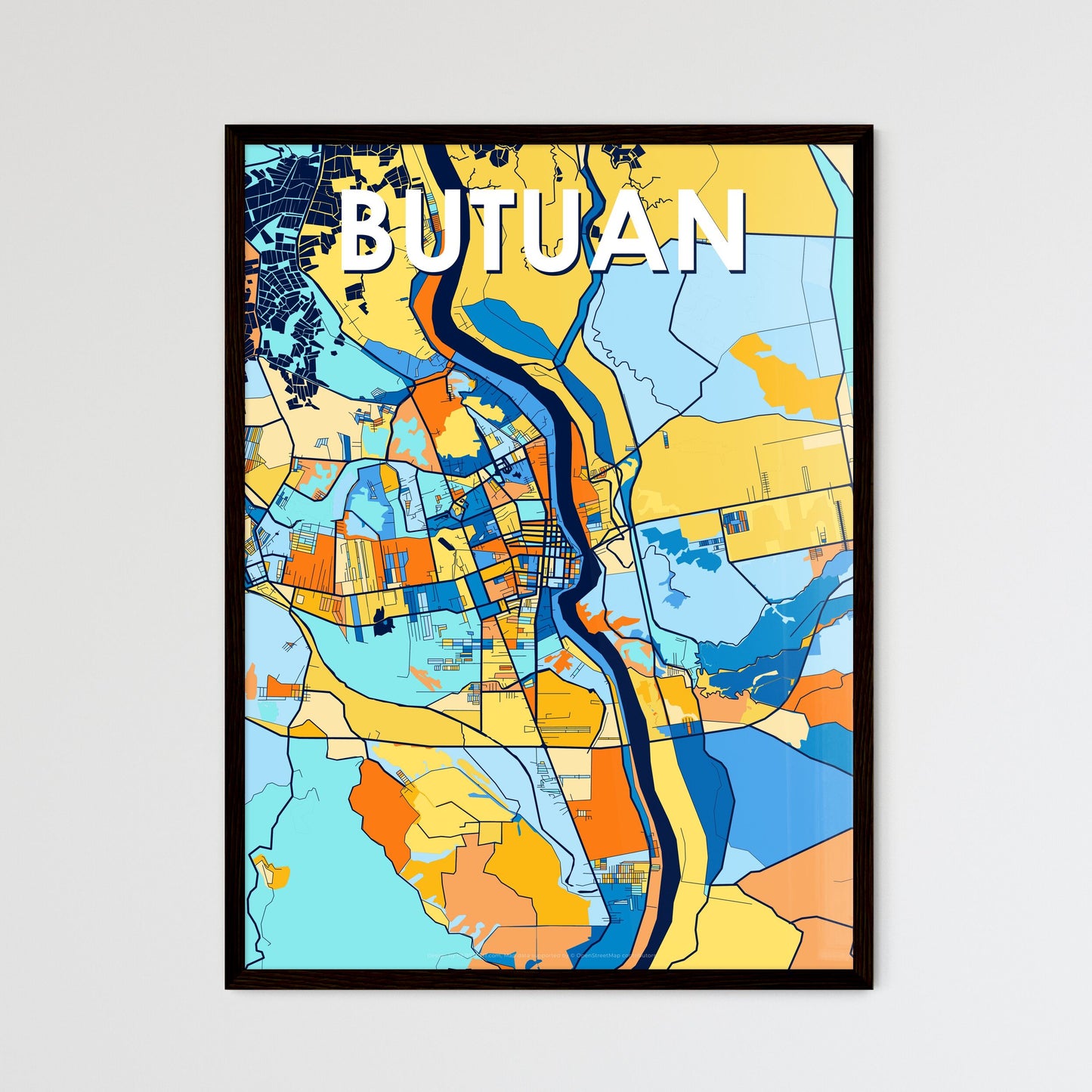 BUTUAN PHILIPPINES Vibrant Colorful Art Map Poster Blue Orange