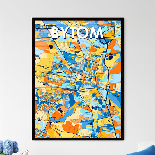 BYTOM POLAND Vibrant Colorful Art Map Poster Blue Orange