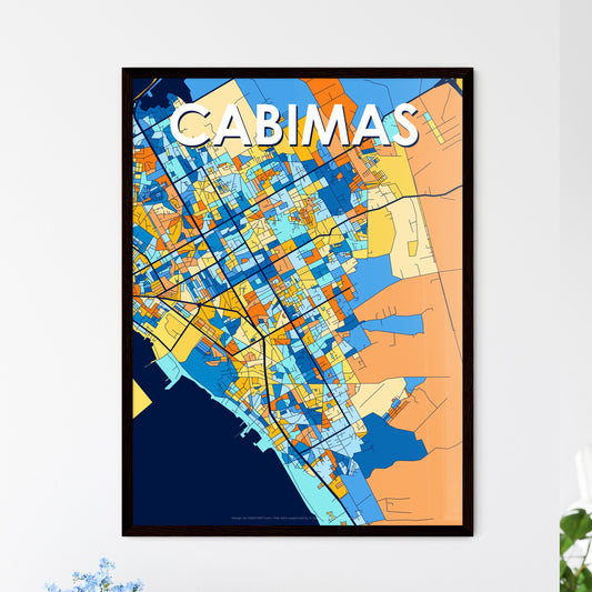 CABIMAS VENEZUELA Vibrant Colorful Art Map Poster Blue Orange