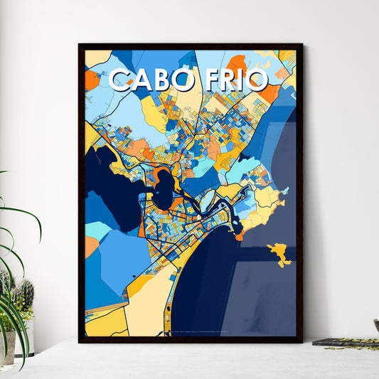 CABO FRIO BRAZIL Vibrant Colorful Art Map Poster Blue Orange