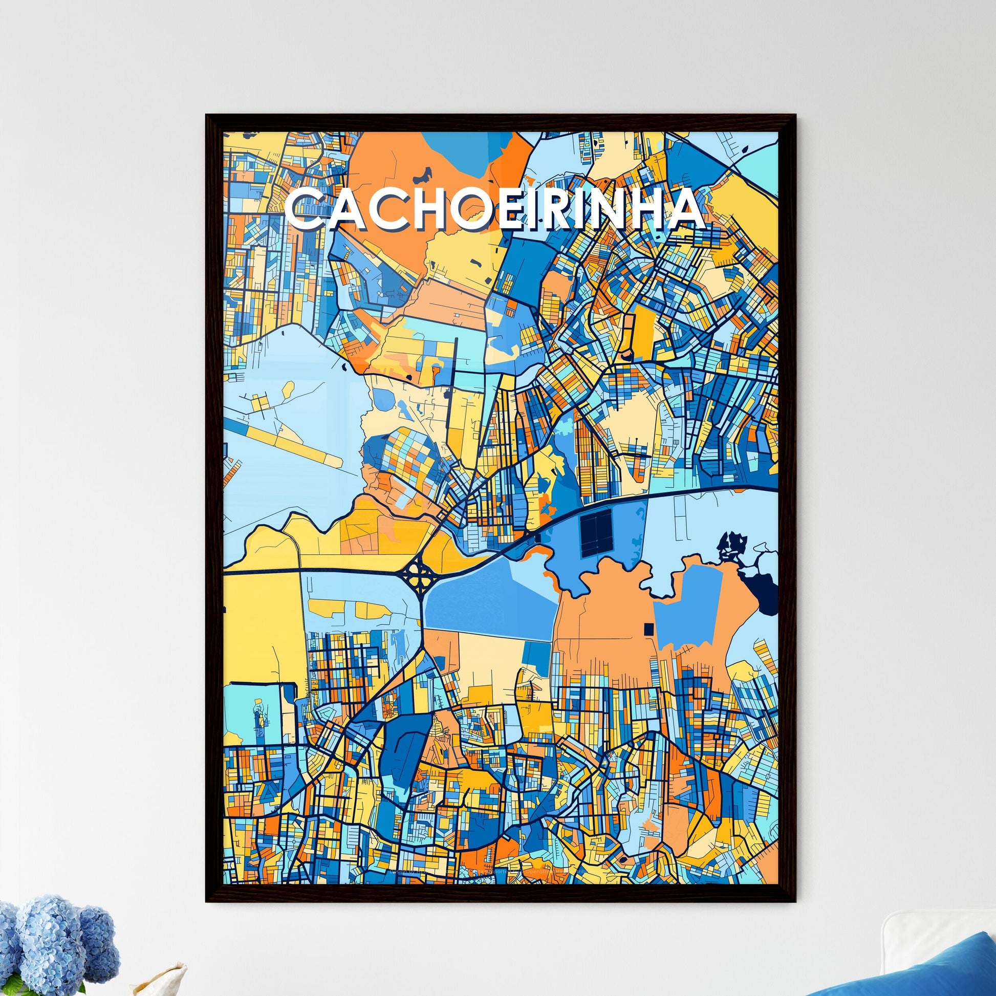 CACHOEIRINHA BRAZIL Vibrant Colorful Art Map Poster Blue Orange