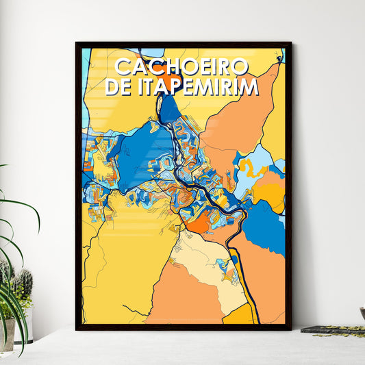 CACHOEIRO DE ITAPEMIRIM BRAZIL Vibrant Colorful Art Map Poster Blue Orange