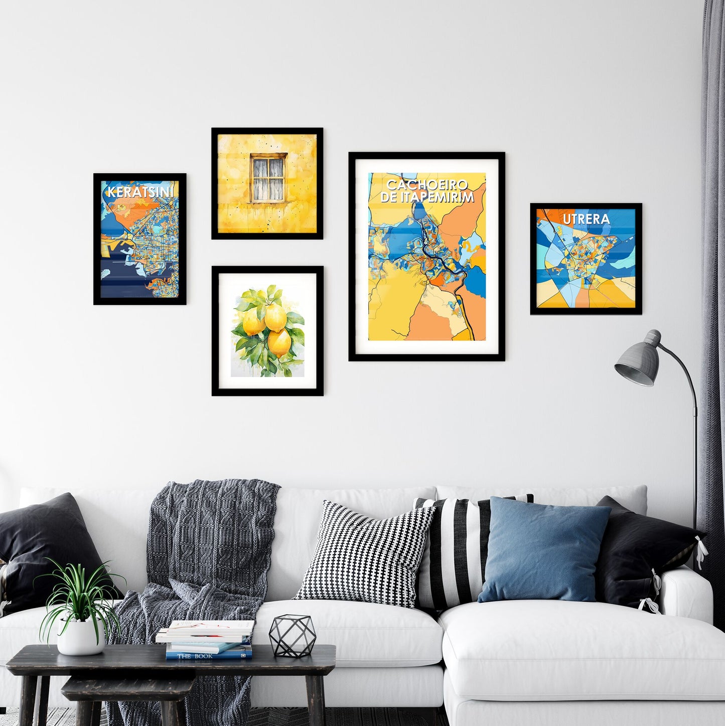 CACHOEIRO DE ITAPEMIRIM BRAZIL Vibrant Colorful Art Map Poster Blue Orange