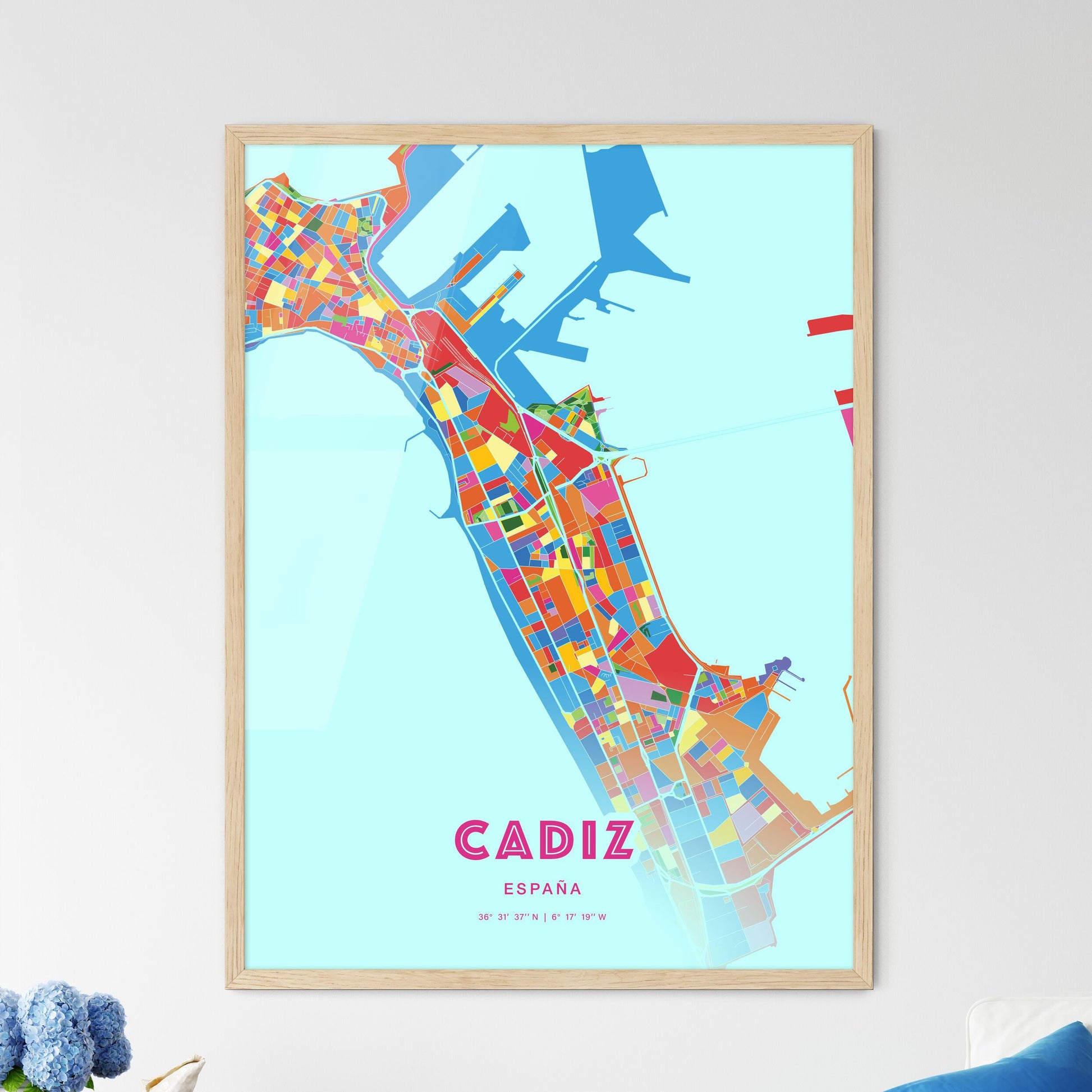 Colorful Cadiz Spain Fine Art Map Crazy Colors