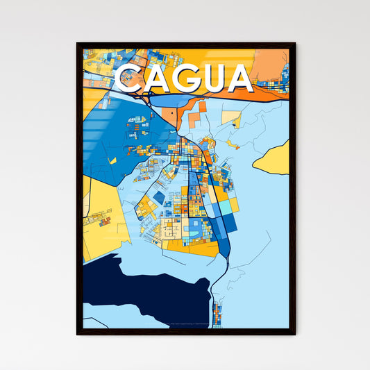 CAGUA VENEZUELA Vibrant Colorful Art Map Poster Blue Orange