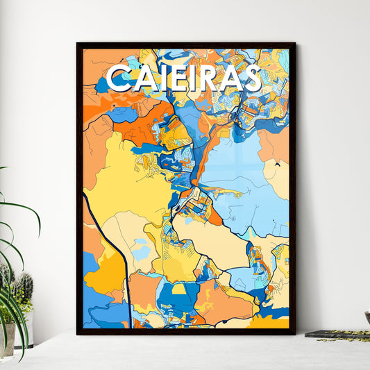 CAIEIRAS BRAZIL Vibrant Colorful Art Map Poster Blue Orange