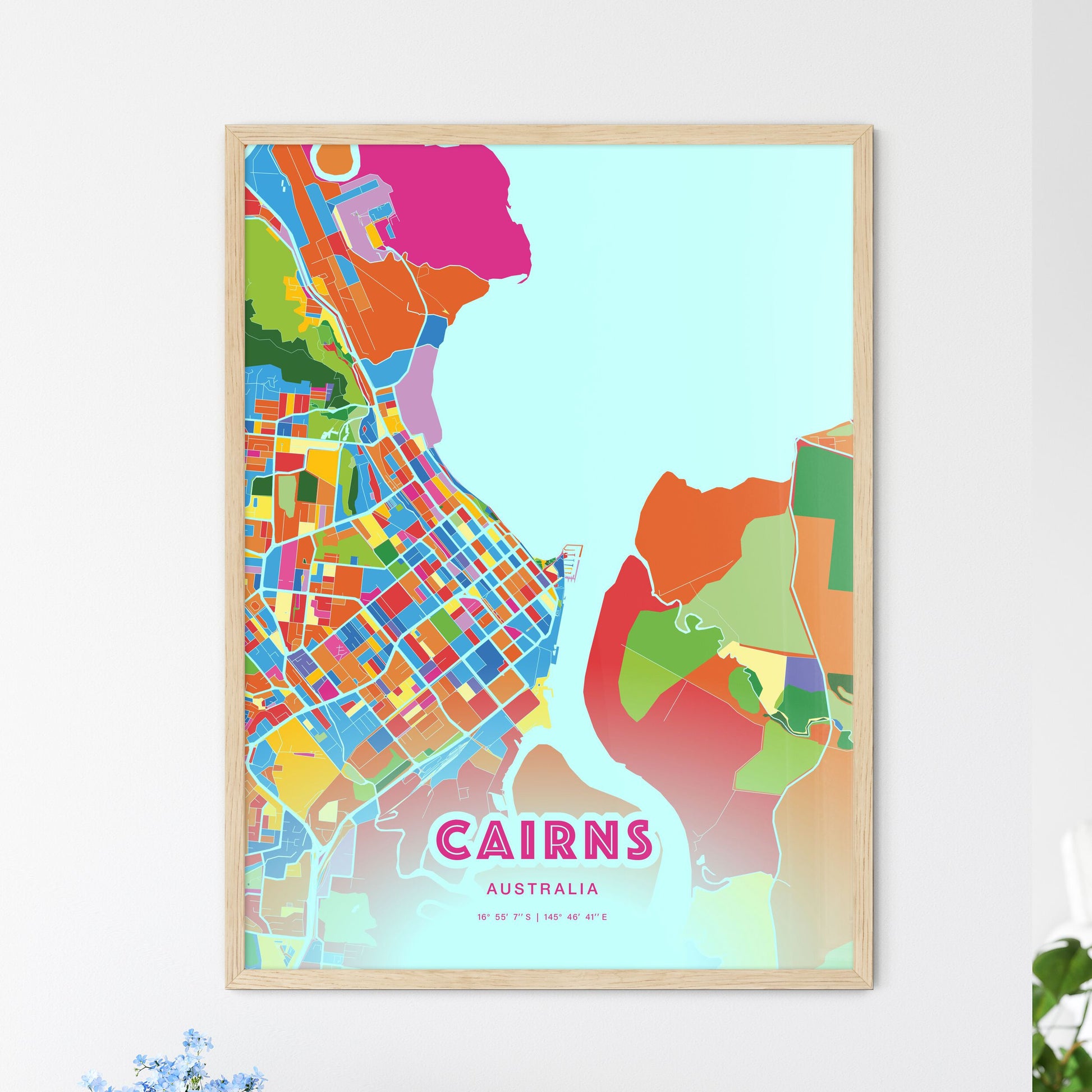 Colorful Cairns Australia Fine Art Map Crazy Colors