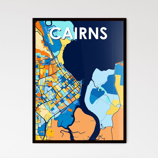 CAIRNS AUSTRALIA Vibrant Colorful Art Map Poster Blue Orange