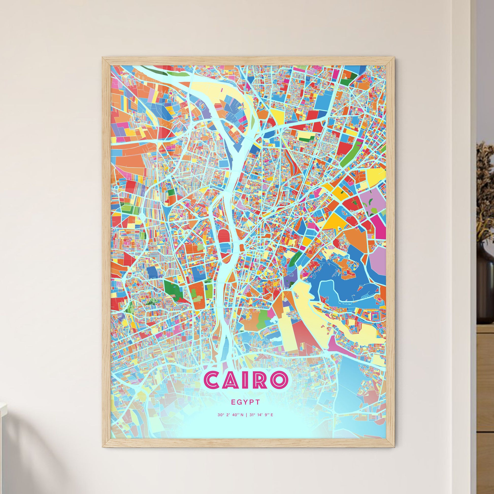 Colorful Cairo Egypt Fine Art Map Crazy Colors
