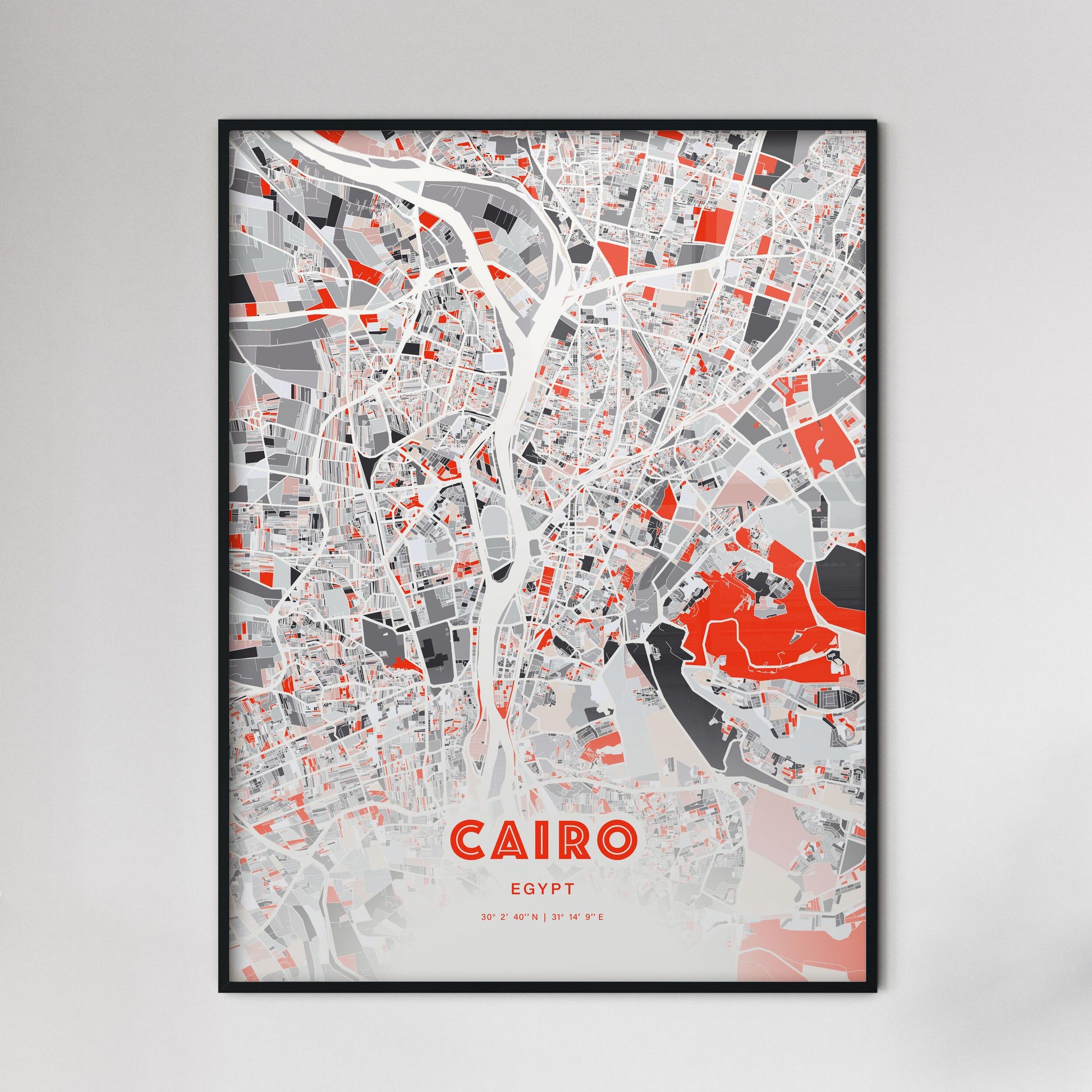 Colorful Cairo Egypt Fine Art Map Modern Expressive