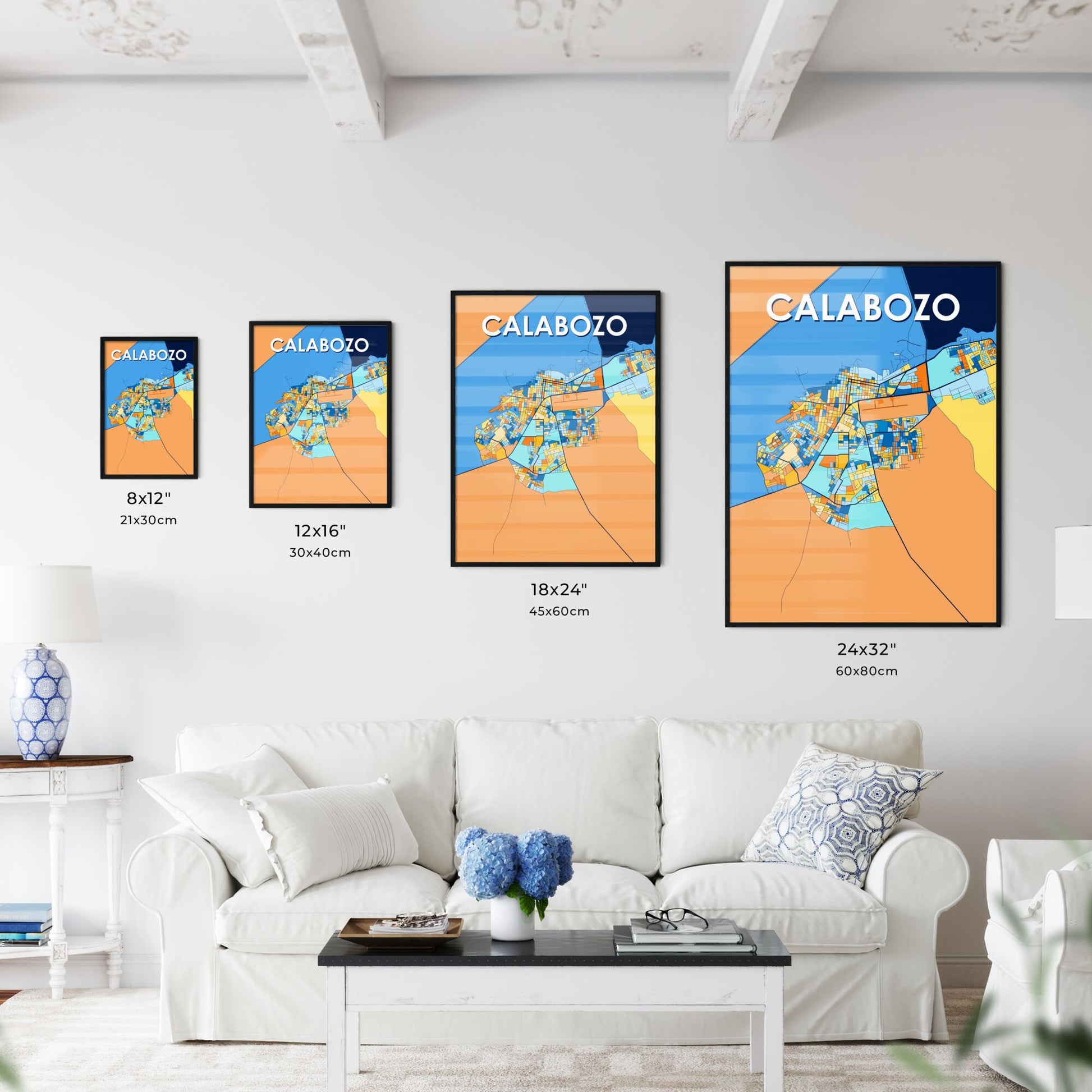 CALABOZO VENEZUELA Vibrant Colorful Art Map Poster Blue Orange