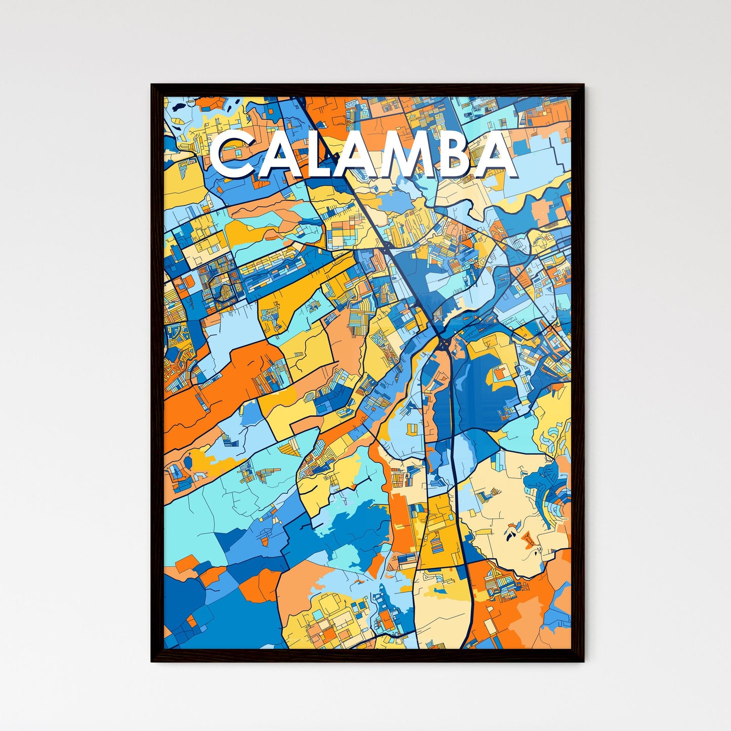 CALAMBA PHILIPPINES Vibrant Colorful Art Map Poster Blue Orange