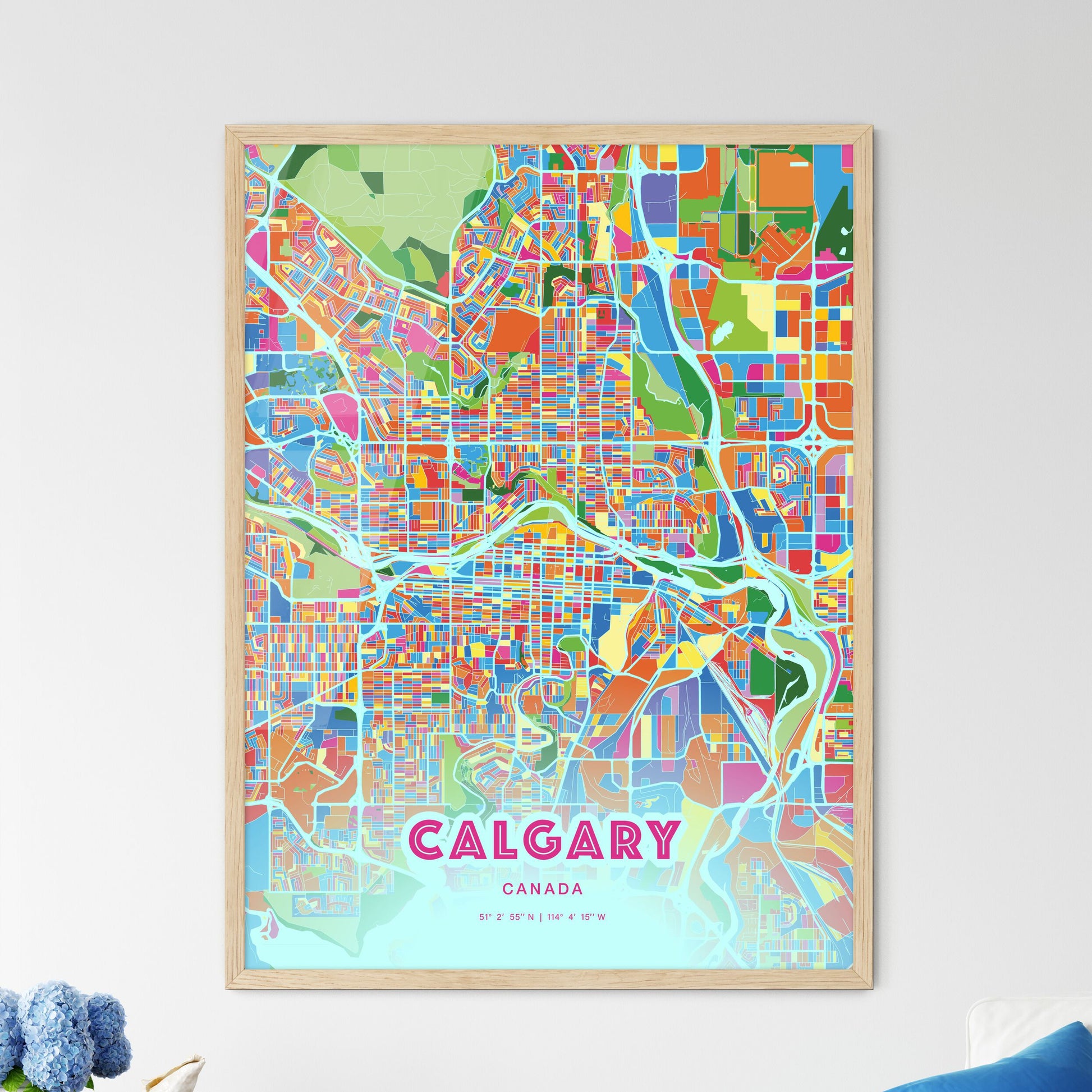 Colorful Calgary Canada Fine Art Map Crazy Colors