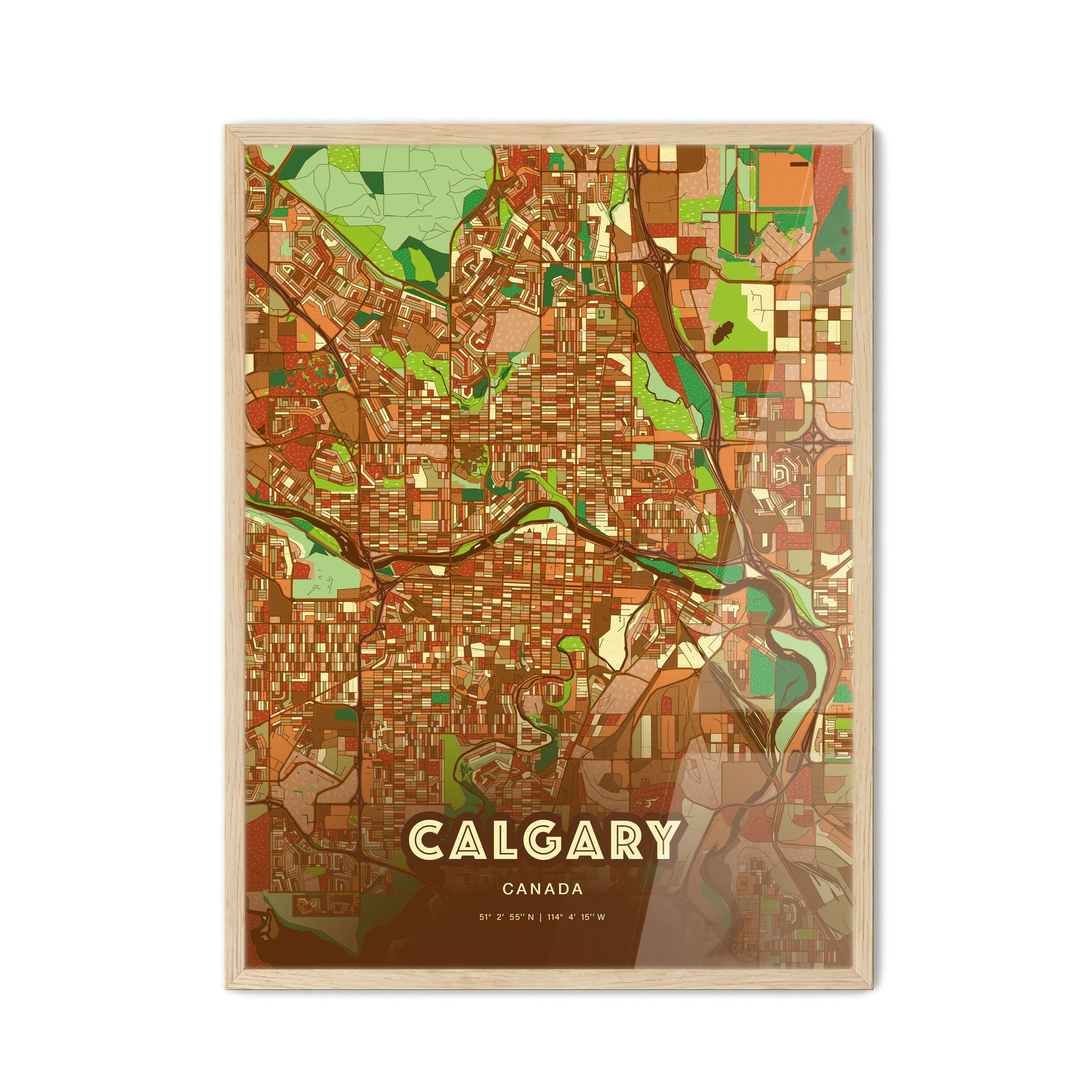 Colorful Calgary Canada Fine Art Map Farmhouse