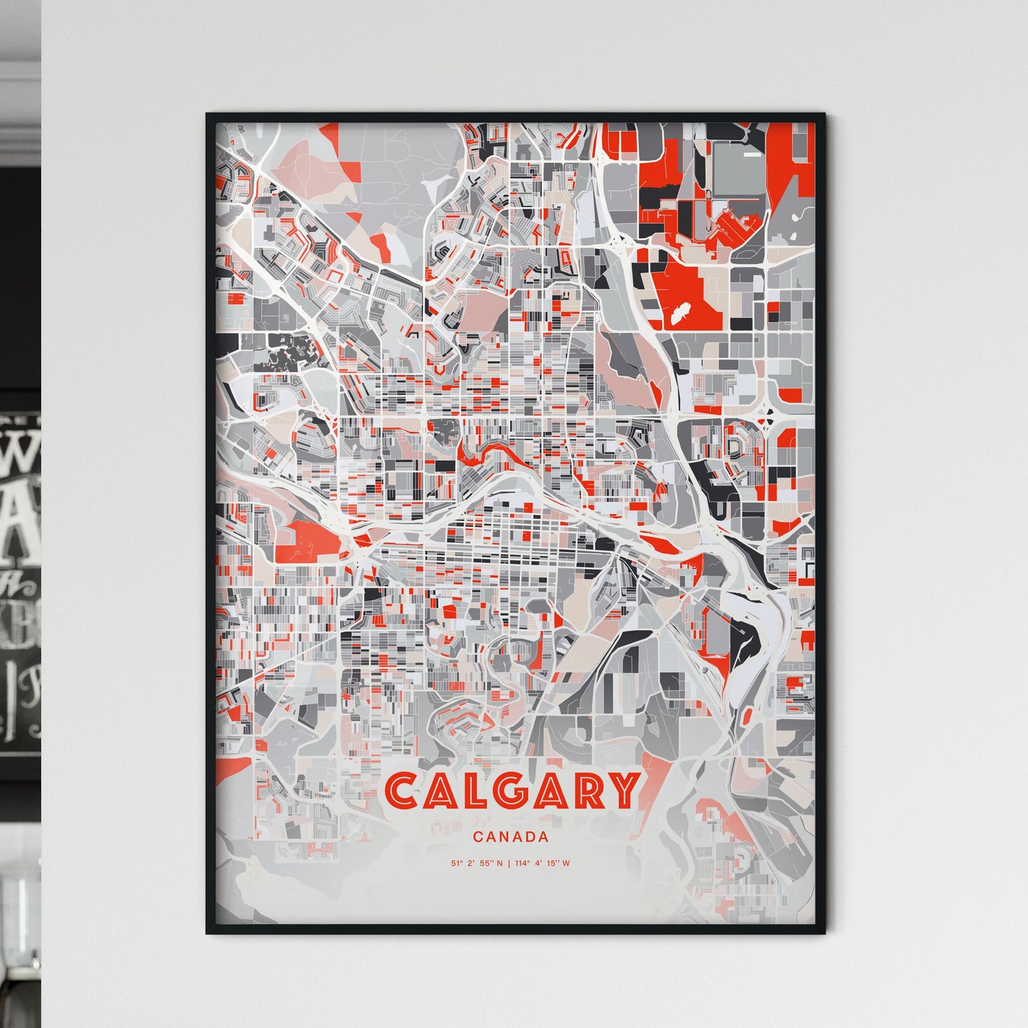 Colorful Calgary Canada Fine Art Map Modern Expressive
