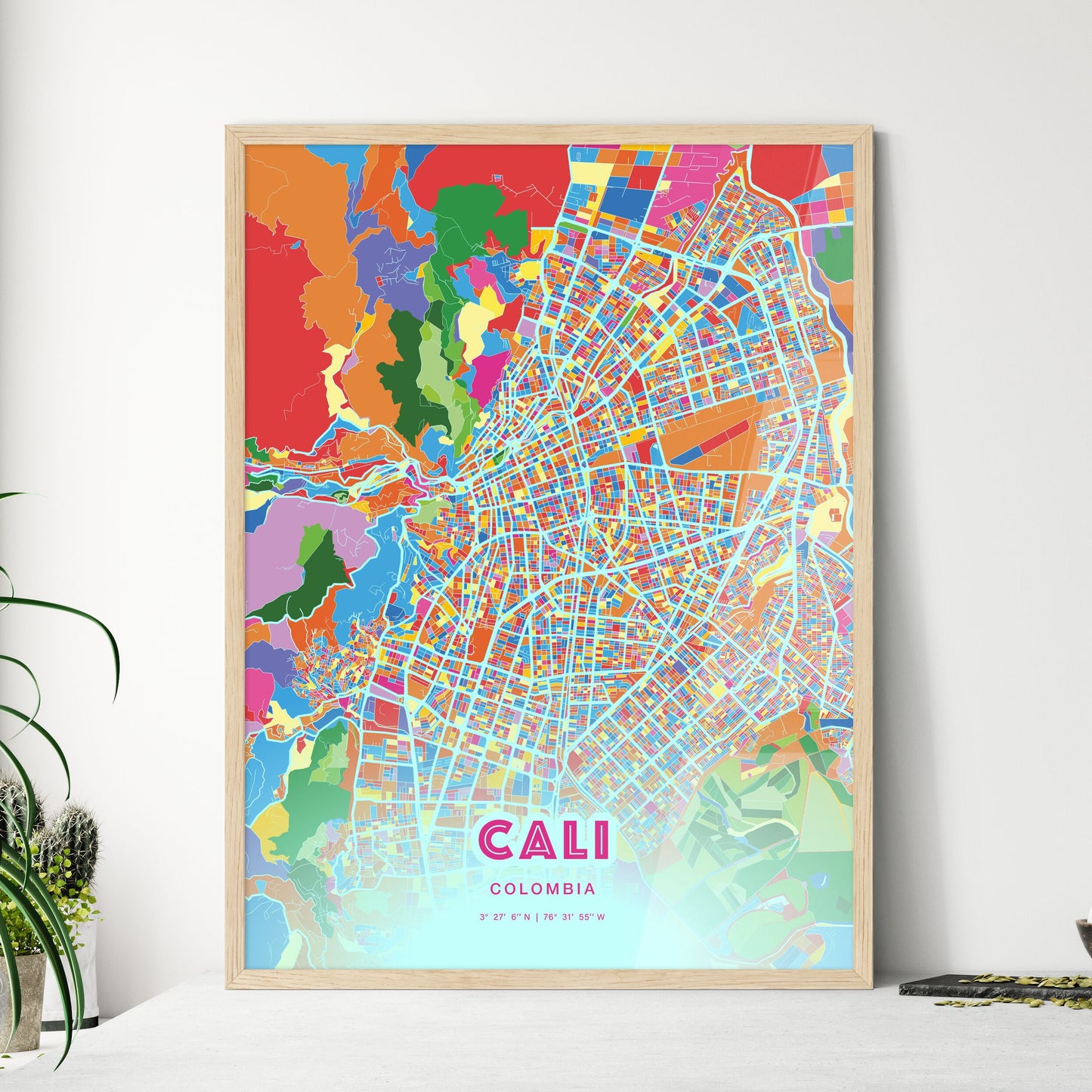 Colorful Cali Colombia Fine Art Map Crazy Colors