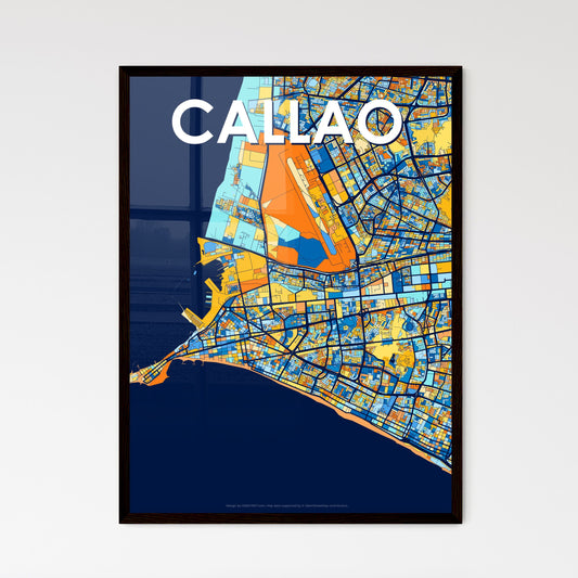 CALLAO PERU Vibrant Colorful Art Map Poster Blue Orange