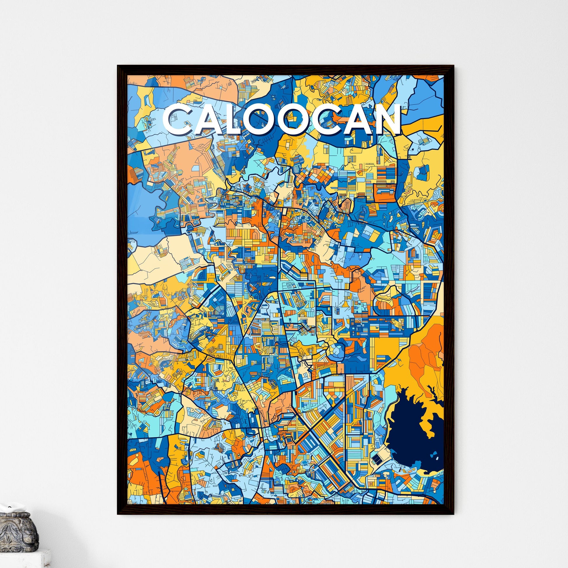 CALOOCAN PHILIPPINES Vibrant Colorful Art Map Poster Blue Orange