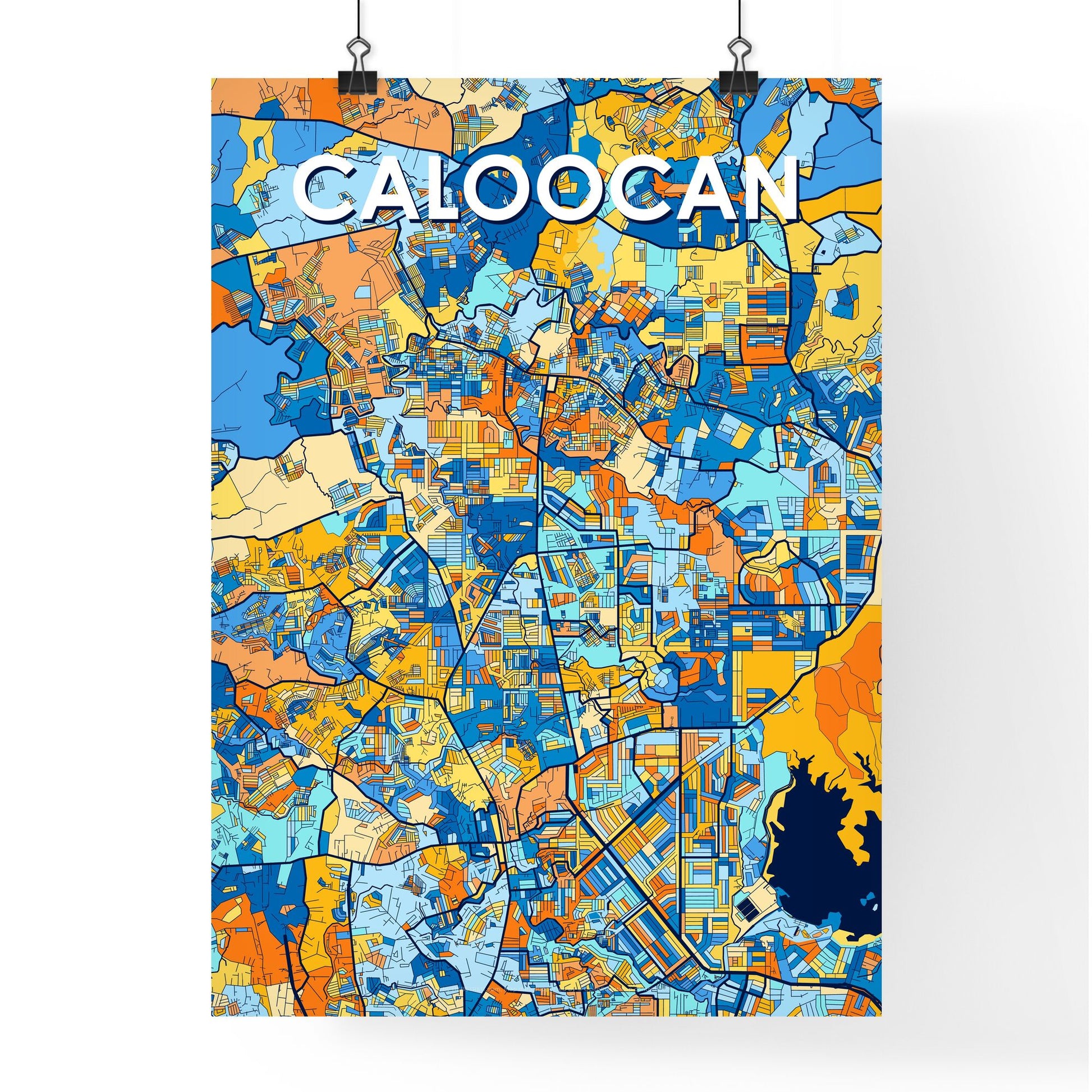 CALOOCAN PHILIPPINES Vibrant Colorful Art Map Poster Blue Orange