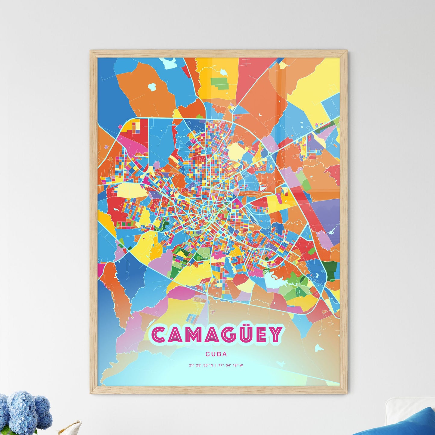 Colorful Camagüey Cuba Fine Art Map Crazy Colors