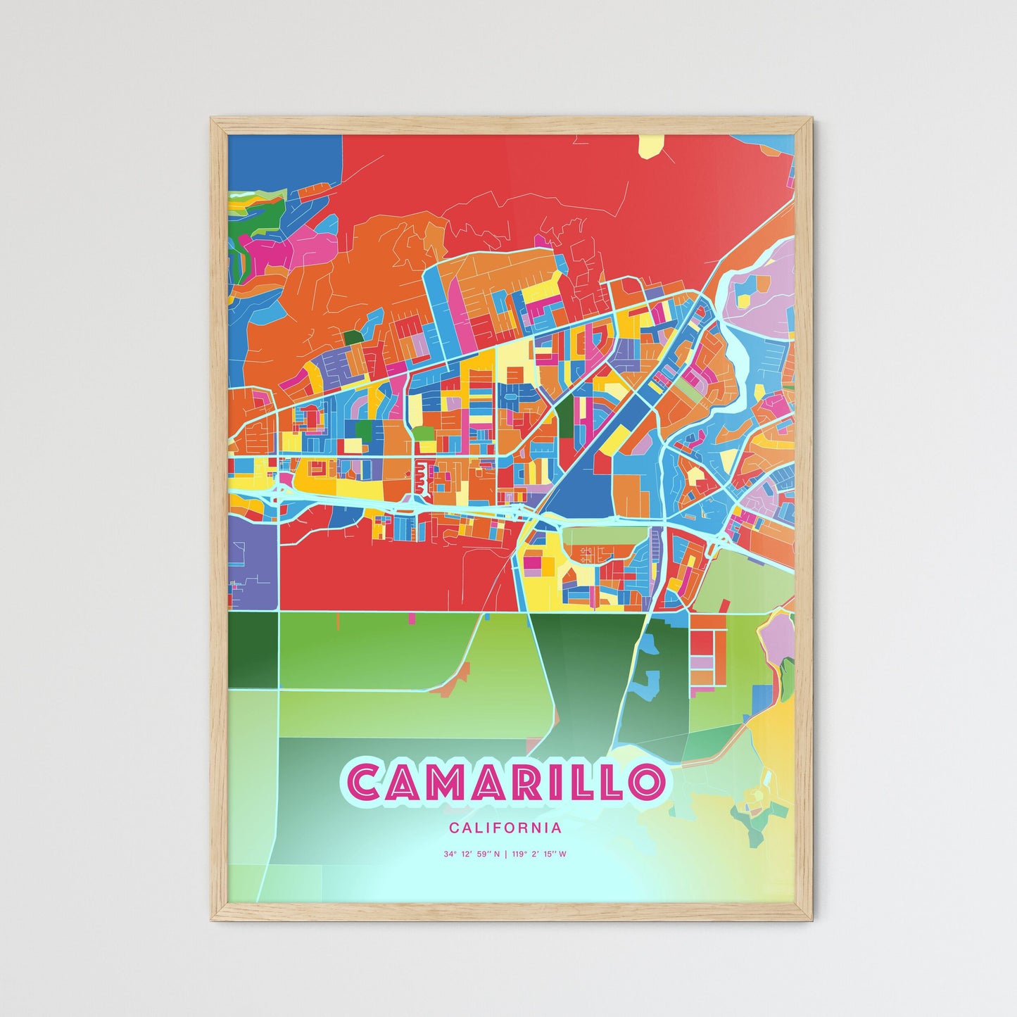 Colorful Camarillo California Fine Art Map Crazy Colors