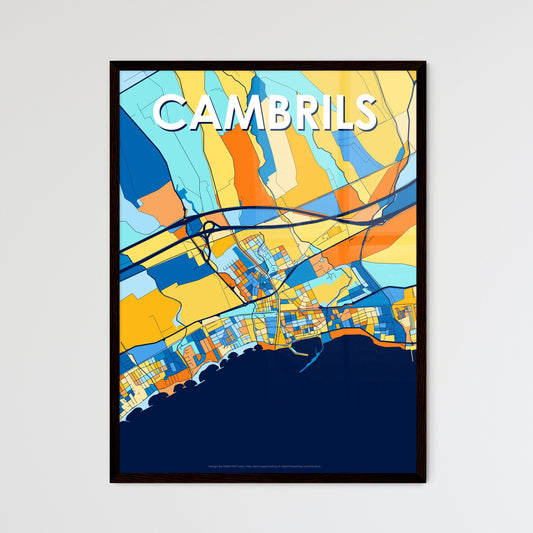 CAMBRILS SPAIN Vibrant Colorful Art Map Poster Blue Orange