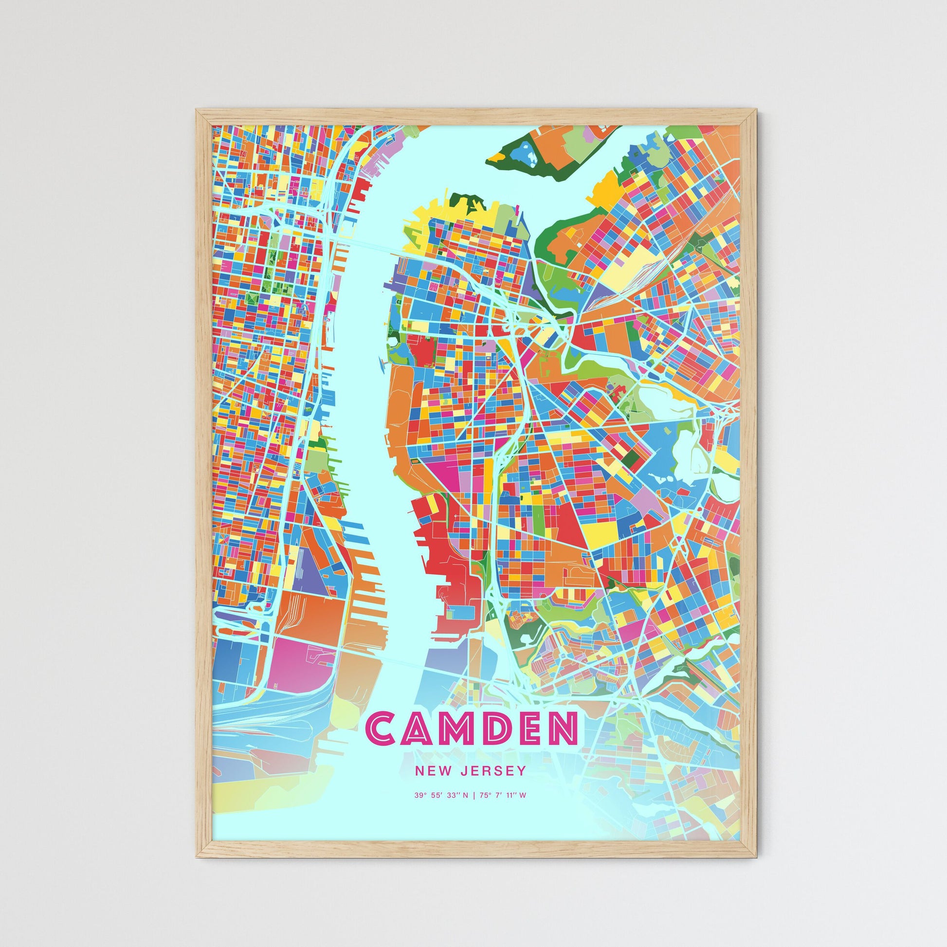 Colorful Camden New Jersey Fine Art Map Crazy Colors