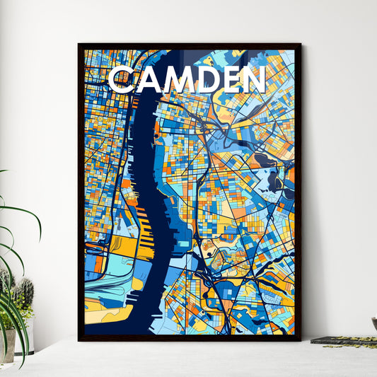 CAMDEN NEW JERSEY Vibrant Colorful Art Map Poster Blue Orange