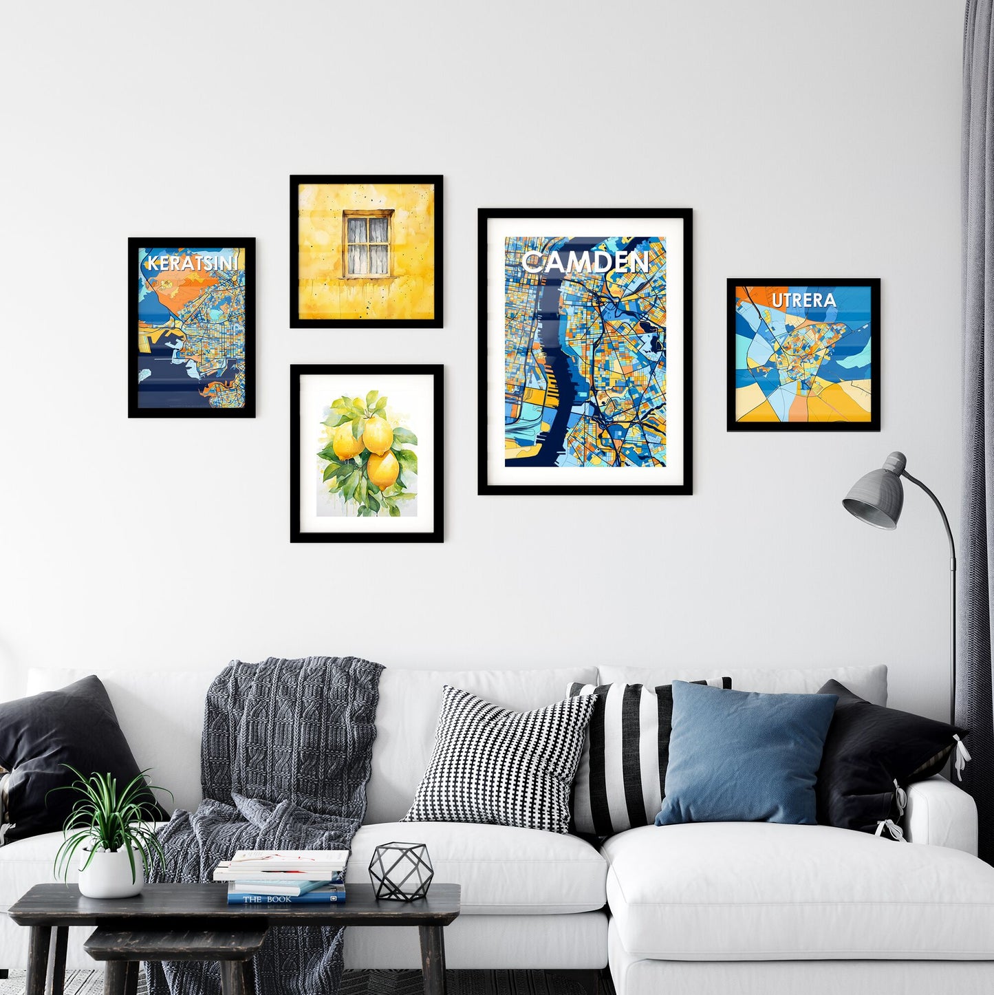 CAMDEN NEW JERSEY Vibrant Colorful Art Map Poster Blue Orange