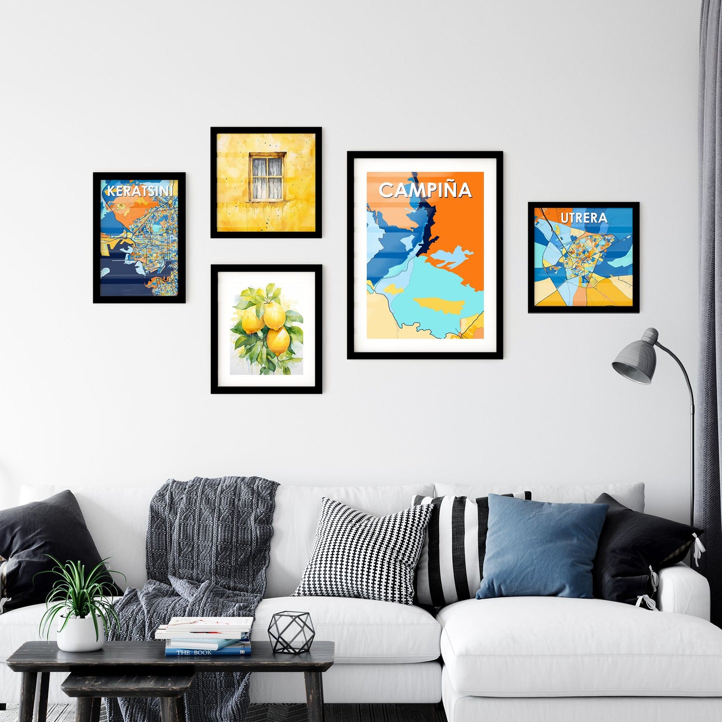 CAMPIÑA SPAIN Vibrant Colorful Art Map Poster Blue Orange