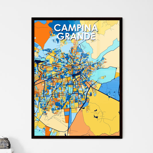 CAMPINA GRANDE BRAZIL Vibrant Colorful Art Map Poster Blue Orange