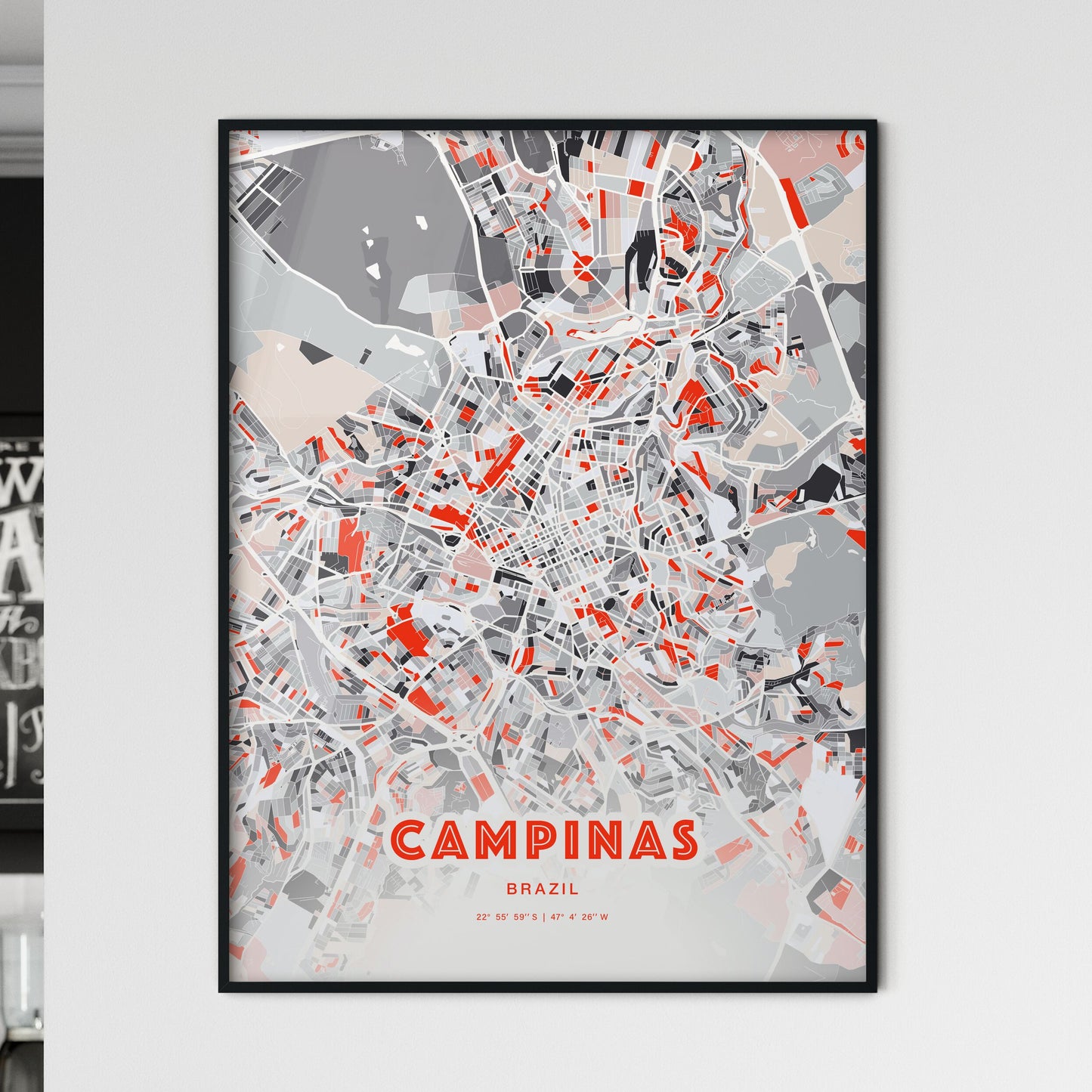 Colorful Campinas Brazil Fine Art Map Modern Expressive