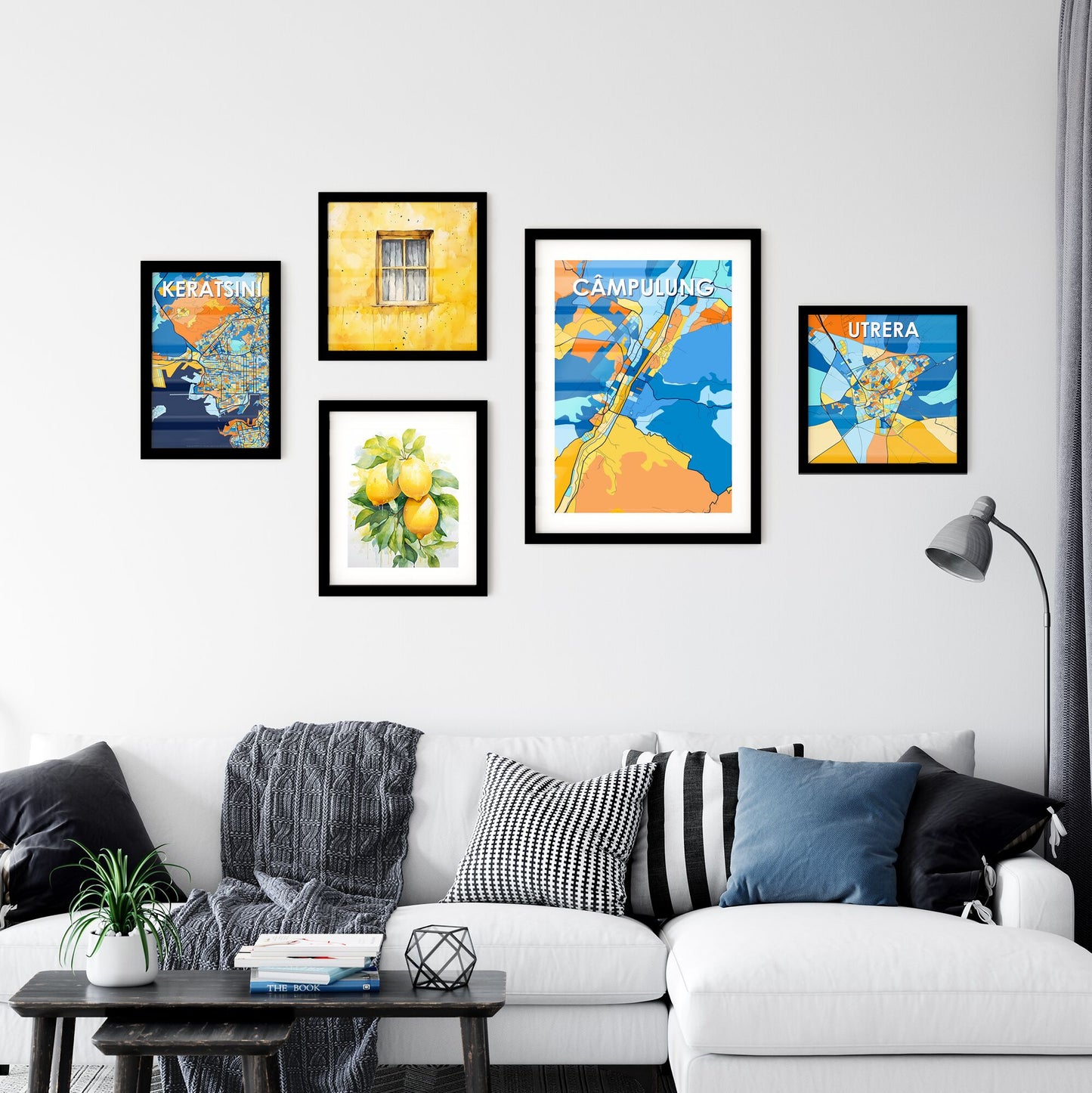 CÂMPULUNG ROMANIA Vibrant Colorful Art Map Poster Blue Orange